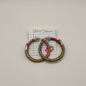 *New* Betsey Johnson Gold Glitter Pencil Hoop Earrings